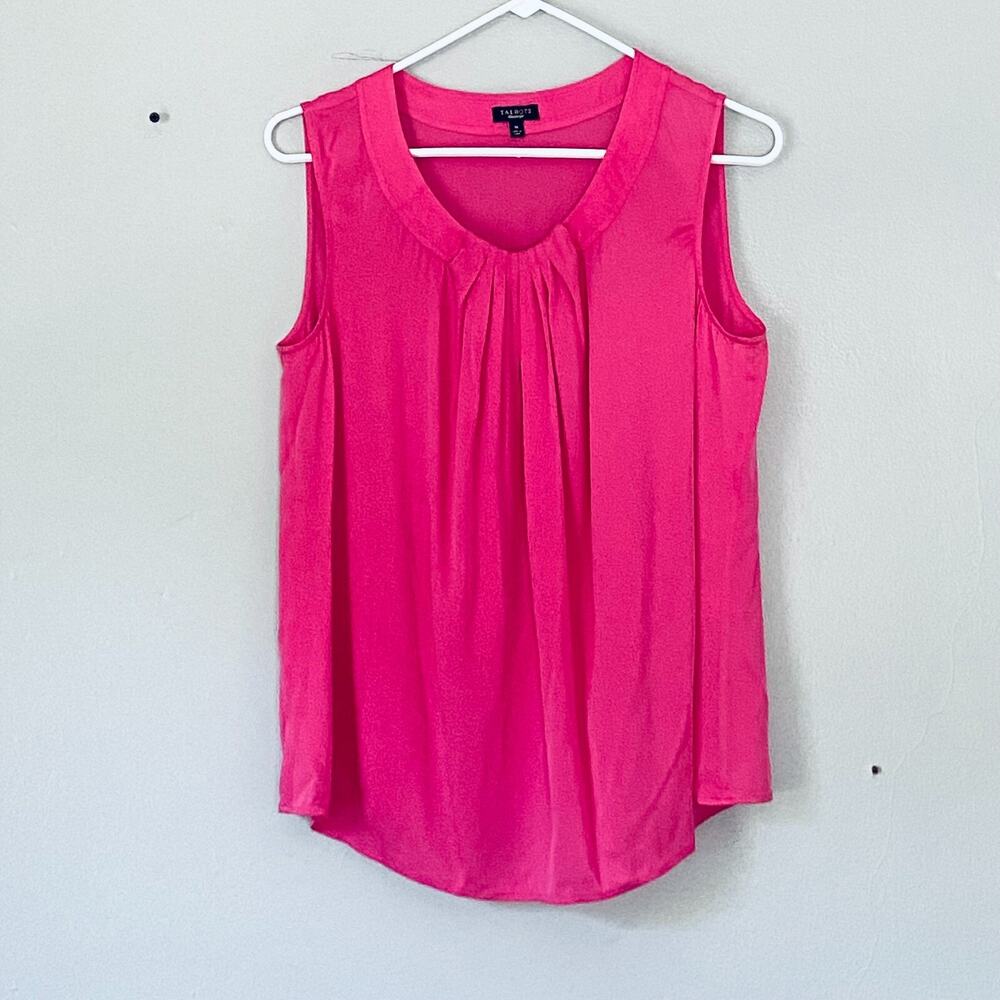 Talbots Top Size Medium Pink Silk Blend Stretch Cami Tank Classic Preppy Barbie